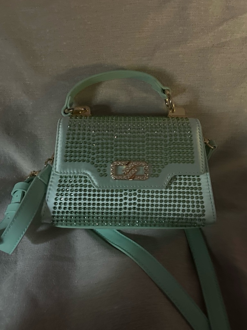 Aldo Mint Green Crystal-Studded Top-Handle Crossbody